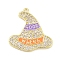 Rack Plating Brass Cubic Zirconia Pendants, Enamel, Lead Free & Cadmium Free, Long-Lasting, Hat Charm, Real 18K Gold Plated, 22.5x21.5x2mm, Hole: 1.2mm