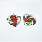 Handmade Silver Foil Lampwork Pendants, Large Hole Pendants, Heart, FireBrick, 48~49x43~44x9.5~10mm, Hole: 6.5~7.5mm
