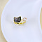 Natural Freshwater Pearl with Natural Shell Cuff Rings, Golden, Cat Shape, Inner Diameter: 15~19mm