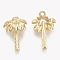 Brass Charms, Real 18K Gold Plated, Coconut Tree, 14.5x9x3.5mm, Hole: 1mm