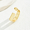 Real 18K Gold Plated Brass Open Cuff Rings, Rectangle, No Size