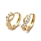 Brass Hoop Earrings, with Glass, Light Gold, 19x7.5mm