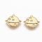 Brass Micro Pave Clear Cubic Zirconia Universe Space Charms, for DIY Jewelry Making, Nickel Free, Planet, Real 18K Gold Plated, 10.5x12x2mm, Hole: 0.8mm