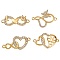 4Pcs 4 Style Brass Micro Pave Clear Cubic Zirconia Links Connectors, Infinity & Heart, Real 18K Gold Plated, 8.5~18x23~25x2~2.5mm, hole: 1.4mm, 1pc/style