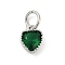 Brass Micro Pave Cubic Zirconia Pendants, Heart Charms, Rack Plating, Long-Lasting Plated, with Jump Ring, Dark Green, 9x7x3.5mm