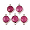 White Jade Links Connectors, with Light Gold Plated Brass Findings, Faceted, Flat Round, Dyed & Heated, 23~24x15~15x5~6mm, Hole: 2mm