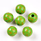 Easter Theme Printed Wood Beads, Round, Yellow Green, 14.5~15x15.5~16.5mm, Hole: 4~4.5mm