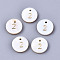 Natural Freshwater Shell Charms, Flat Round with Gold Blocking Number, Num.2, 11x2mm, Hole: 1.5mm