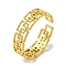 304 Stainless Steel Open Cuff Ring, Hollow Rectangle, Golden, US Size 8(18.1mm)