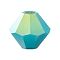 Preciosa® Crystal Beads, Czech Crystal, Bicone(451 69 302 Rondelle), 63030 20000 Turquoise AB 2x, 5mm, Hole: 1mm