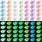 70Pcs 7 Colors Luminous Translucent Resin Pendants, Dolphin Charms, Glow in the Dark, with Platinum Plated 304 Stainless Steel Loops, Mixed Color, 19.5x27x23mm, Hole: 2mm, 10pcs/color