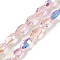 Electroplate Glass Beads Strands, AB Color Plated, Faceted, Oval, Pink, 9.5x5.5mm, Hole: 1.2mm, about 60pcs/strand, 22.05''(56cm)
