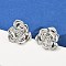 Brass Stud Earrings, Flower, Cadmium Free & Lead Free, Rack Plating, Long-Lasting Plated, Platinum, 23x22mm