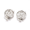 Brass Box Clasps, Multi-Strand Clasps, 3-Strands, 6 Holes, Long-Lasting Plated, Flower, Platinum, 31x22x7mm, Hole: 1.2mm