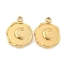 Ion Plating(IP) 304 Stainless Steel Charms, Flat Round with Moon Charm, Real 18K Gold Plated, 16x12.5x2.5mm, Hole: 1.6mm