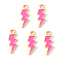 Alloy Enamel Pendants, Lightning Bolt, Light Gold, Camellia, 20x7x1.5mm, Hole: 2mm