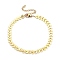 Brass Cobs Chain Bracelets, with 304 Stainless Steel Lobster Claw Clasps and Cardboard Boxes, Leaf, Golden, 8-1/4 inch(21cm)