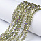 Electroplate Transparent Glass Beads Strands, Half Rainbow Plated, Faceted, Rondelle, Dark Khaki, 6x5mm, Hole: 1mm, about 80~85pcs/strand, 38~40cm