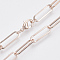 Brass Flat Oval Paperclip Chain Necklace Making, with Lobster Claw Clasps, Rose Gold, 24.01 inch(61cm), Link: 18x5.5x1mm