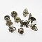 Adjustable Brass Filigree Ring Components, Mixed Style, Antique Bronze, 17~18mm