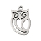 201 Stainless Steel Pendants, Owl Charms, Stainless Steel Color, 17.5x11.5x1mm, Hole: 1.4mm