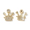 Brass Pave Clear Cubic Zirconia Connector Charms, Crown Links, Real 18K Gold Plated, Cadmium Free & Nickel Free & Lead Free, 16.5x15.5x3.5mm, Hole: 1mm
