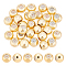 30Pcs Brass Beads, with Rubber Inside, Slider Beads, Round, Real 18K Gold Plated, 5x4mm, Hole: 2mm, Rubber Hole: 0.9mm