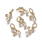 Brass Charms, with Cubic Zirconia and Shell Pearl Bead, Letter, Golden, Clear, Letter.Y, 9.5~11x3.5~10.8x3~3.5mm, Hole: 3.5mm
