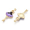 Printed Light Gold Tone Alloy Pendants, Ballerina Dancer Charms, Medium Purple, 29.5x13x2mm, Hole: 1.4mm