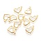 304 Stainless Steel Charms, Stamping Blank Tag, Heart, Real 18K Gold Plated, 10x13.7x1mm, Hole: 1mm