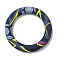 Food Grade Eco-Friendly Silicone Pendants, Ring with Football Pattern, Prussian Blue, 65x10mm, Hole: 4mm