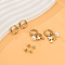 3 Pairs Elegant Stainless Steel Earring Sets, Real 18K Gold Plated, White, 5~15mm