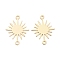 Brass Link Connectors, Long-Lasting Plated, Sun, Real 14K Gold Plated, 18x13.5x0.5mm, Hole: 1.2mm