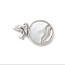 Brass Pave Natural White Shell Pendants, Ocean Wave and Dolphin Charms with Jump Rings, Long-Lasting Plated, Lead Free & Cadmium Free, Rack Plating, Platinum, 15.5x13x2mm, Hole: 3mm