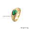 Synthetic Turquoise Oval Finger Ring, Golden Stainless Steel Ring, US Size 7(17.3mm)