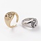 Brass Micro Pave Cubic Zirconia Cuff Rings, Open Rings, Long-Lasting Plated, Gossip/Yin Yang, Mixed Color, US Size 1, Inner Diameter: 13mm