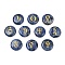 10Pcs 10 Styles Natural Sodalite Cabochons, Flat Round with Gold Stamping Pattern, 18~18.5x4.5~6mm, 1pc/style