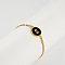 Flat Round with Letter Pattern 304 Stainless Steel Link Bracelets, Figaro Chains Bracelets for Women, with Shell, Gold, Letter S, 7-1/2 inch(19cm)