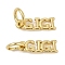 Brass Charms, Word GIGI, with Jump Ring, Cadmium Free & Lead Free, Rack Plating, Long-Lasting Plated, Real 18K Gold Plated, 10.5x3.5x1mm, Hole: 3.2mm