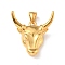 PVD Vacuum Plating 304 Stainless Steel Pendants, Bull Head, Golden, 35x33x9mm, Hole: 8x5mm