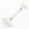 Green Watermelon Stone Glass Brass Face Massager, Facial Rollers, Golden, Golden, 142~150x54~58x19~22mm