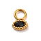 304 Stainless Steel Charms, with Rhinestone, Ion Plating(IP), Real 14K Gold Plated, Oval, Emerald, 7x5x1.5mm, Hole: 2mm
