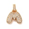 Brass Micro Pave Cubic Zirconia Pendants, Nickel Free, Real 18K Gold Plated, Clear, Letter M, 18.5~24x12.5~25.5x5~5.5mm, Hole: 5x3mm