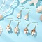 3 Pair 304 Stainless Steel Dangle Earrings for Women Men, with Natural Shell, Shell Shape, Mixed Color, 47~51x12~17mm, 3pair/set