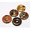 Donut/Pi Disc Natural Gemstone Pendants, Mahogany Obsidian, Donut Width: 16mm, 40x5.5mm, Hole: 8mm