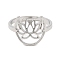 Non-Tarnish 304 Stainless Steel Hollow Lotus Adjustable Ring for Women, Stainless Steel Color, US Size 6(16.5mm)