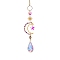 Glass Teardrop/Star Prisms Suncatchers Hanging Ornaments, with Stainless Steel Moon and Gemstone Beads, for Home, Garden Decoration, Palm, Moon: 55x45mm