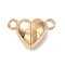 Brass Magnetic Clasps, Cadmium Free & Nickel Free & Lead Free, Heart, Real 18K Gold Plated, 9.5x14.5x6.5mm, Hole: 1.5mm