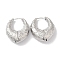 Ring with Texture Brass Hoop Earrings for Women, Real Platinum Plated, 28.5x10.5mm