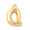 Brass Micro Pave Cubic Zirconia Charms, Nickel Free, Real 18K Gold Plated, Letter Q, 14x10.5x2.5mm, Hole: 1.6mm